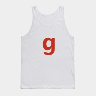 Letter g in Red Text Minimal Typography Tank Top